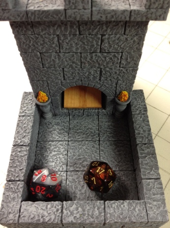 Dice tower built by the wonderful folks at Roving Band of Misfits